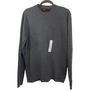 Perry Ellis Gray Ribbed Sweater Anniversary Collection Crewneck Mens Sz X-Large